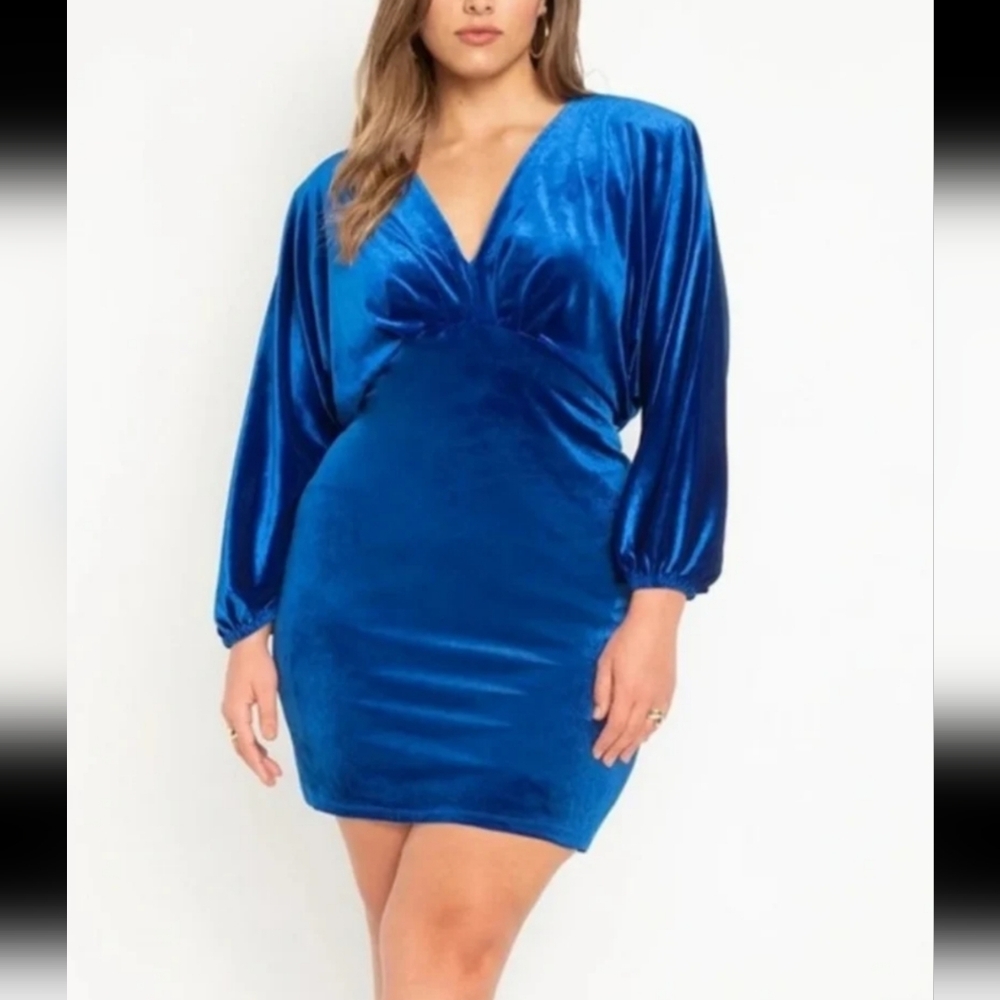Eloquii Blue Velvet Dress NEW With Tags Size 20 / 22 Plus Size Dress NWT Elegant